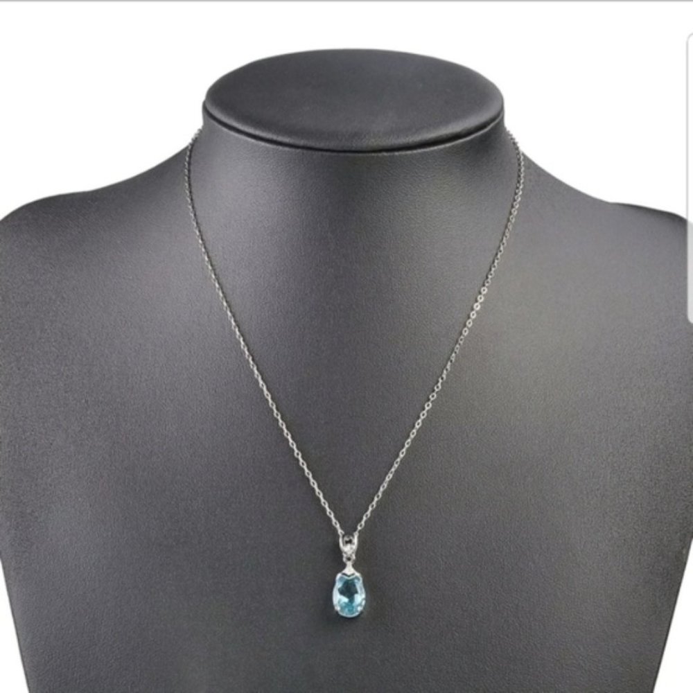 New Elegant Blue Aquamarine Necklace - Picture 2 of 2